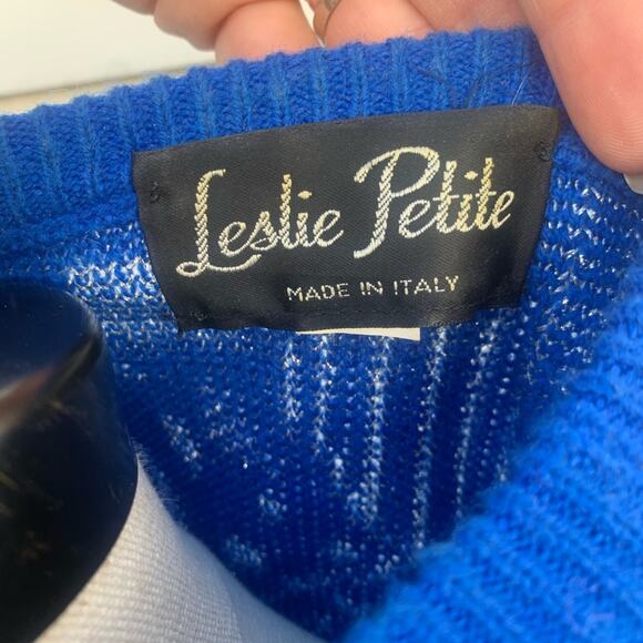 Vintage 90s blue abstract geometric sweater MEDIUM? - Picture 4 of 4